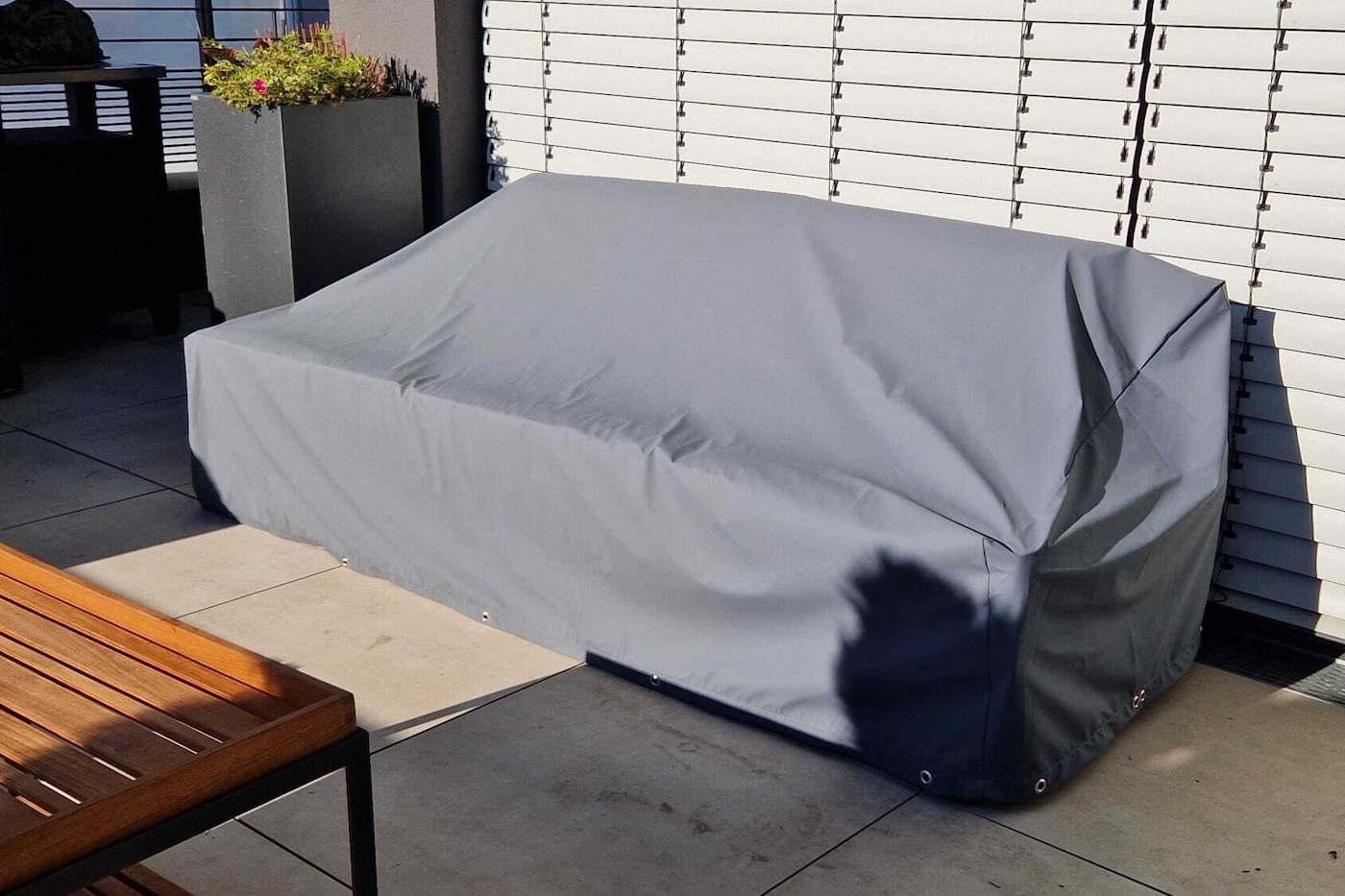 Abdeckhaube Gartenbank / Gartenliege Holly (Stern) Teak Safe - Grau