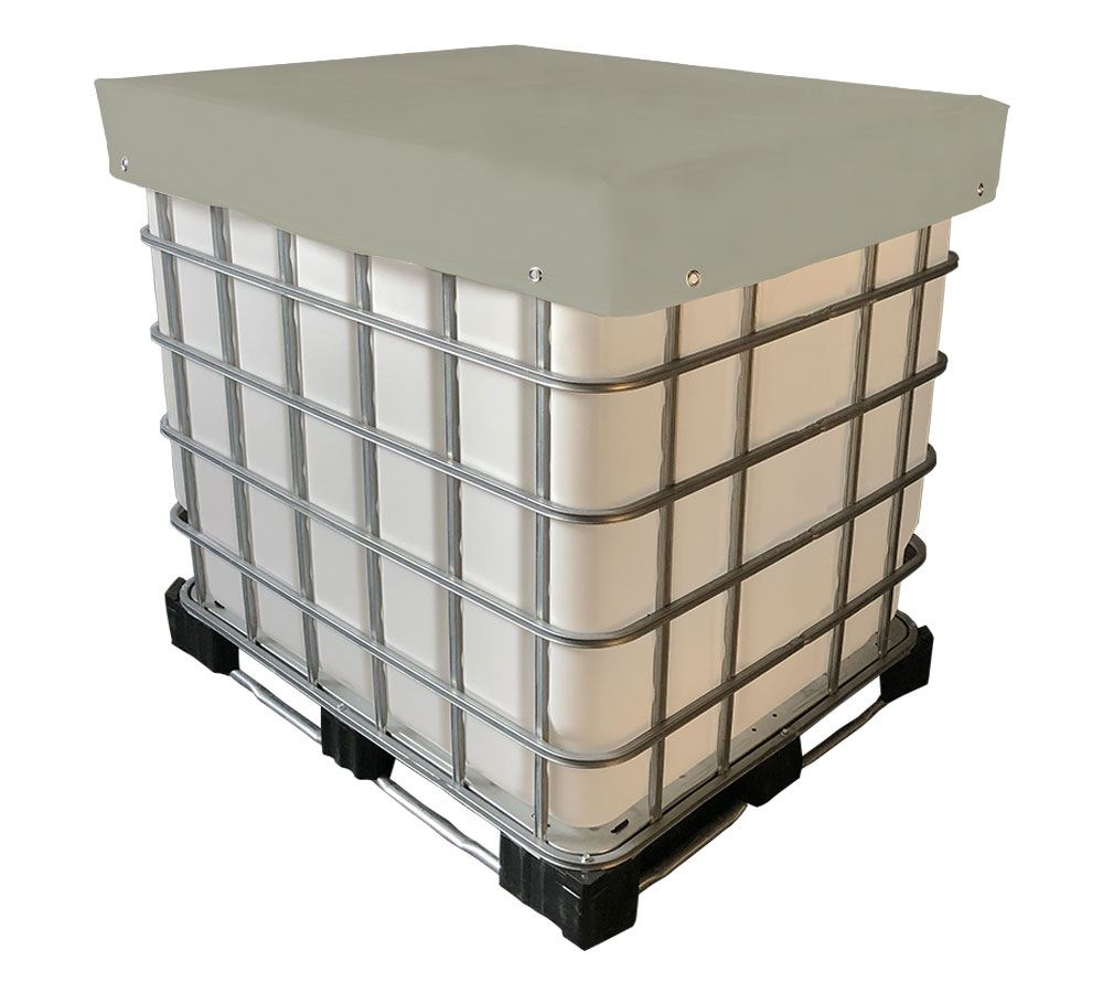 Abdeckhaube IBC Container 1000L LKW Plane - ca. 122x102x15 cm, ohne Reißverschluss - Hellgrau