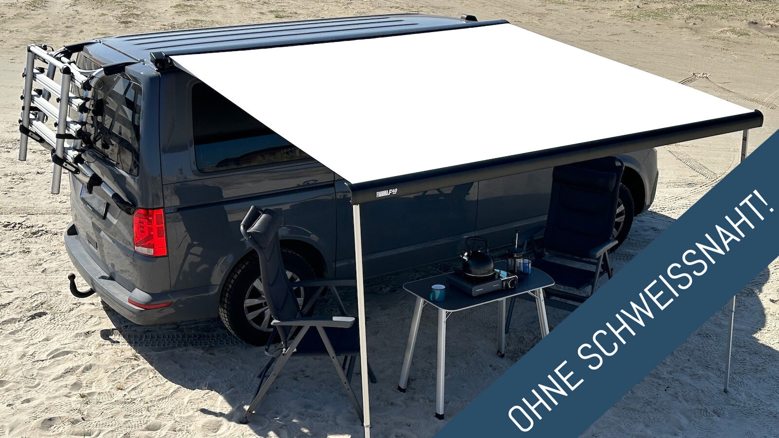 Ersatz Markisentuch / Markisenstoff für VW T5 / T6 California / OHNE Schweissnaht / Weiss