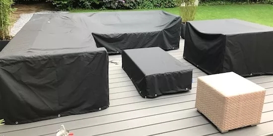 Gartenmöbel Abdeckplane Tische 125 x 90 x 290 schwarz Hochwertiger Wetterschutz 