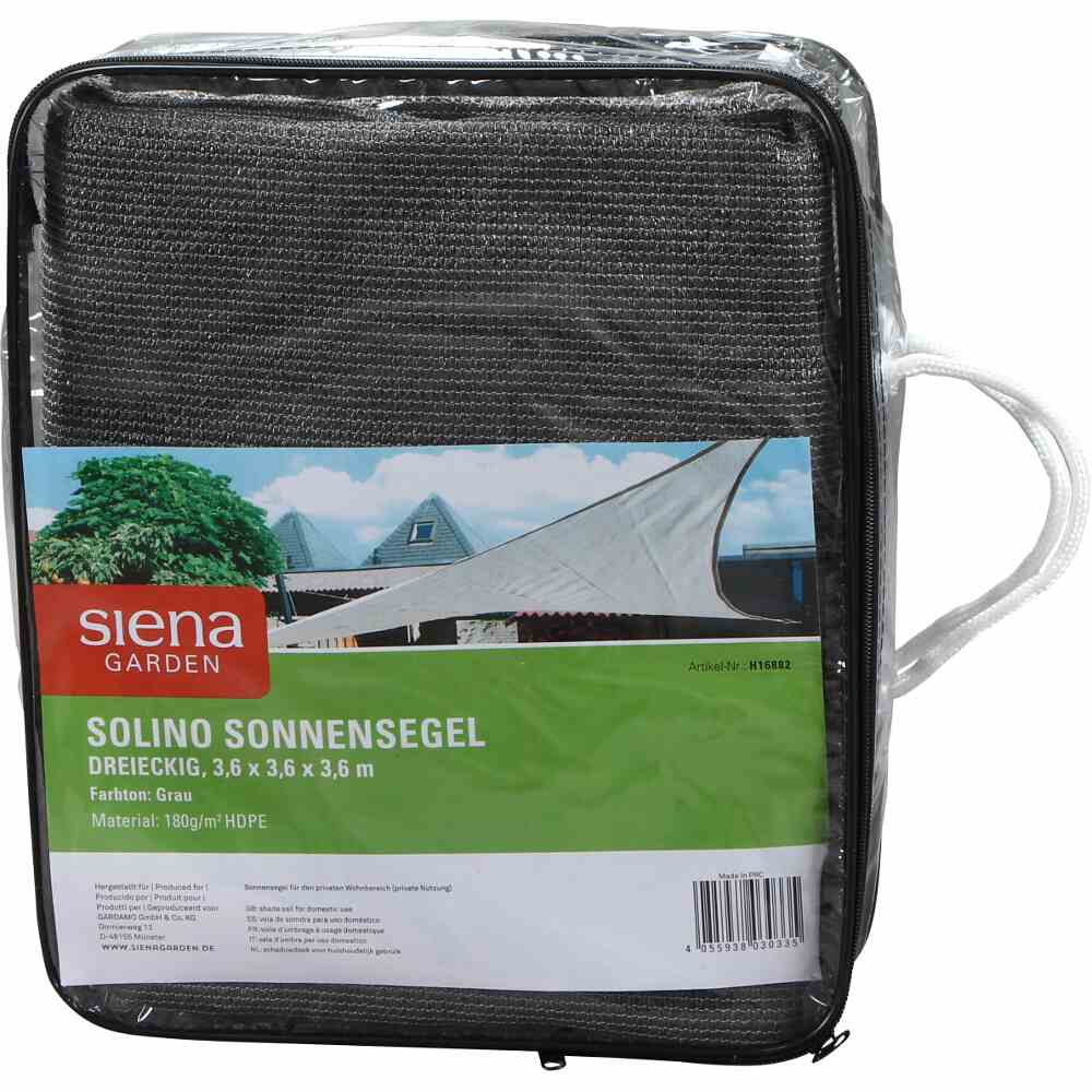  Solino Sonnensegel dreieckig 3,6x3,6x3,6m (grau)