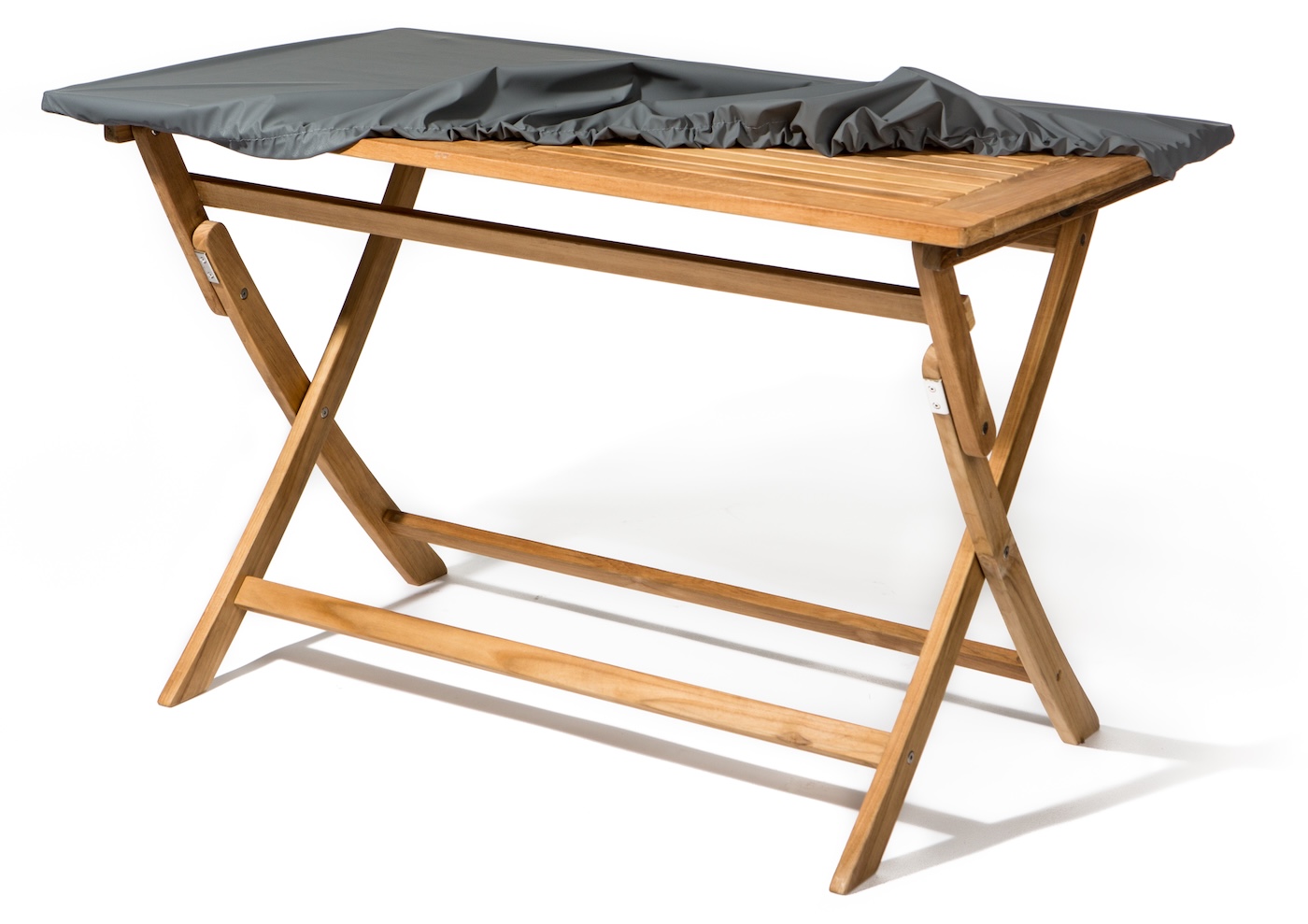 Abdeckhaube Gartentisch mit Gummizug 160x90x15 cm Teak Safe / Atmungsaktiv / Grau