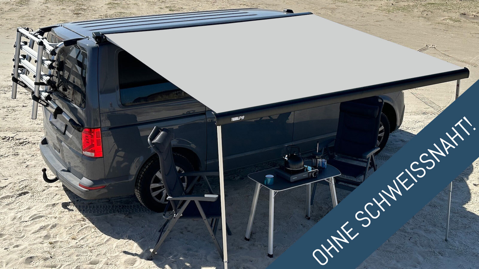 Ersatz Markisentuch / Markisenstoff für VW T5 / T6 California / OHNE Schweissnaht / Lichtgrau