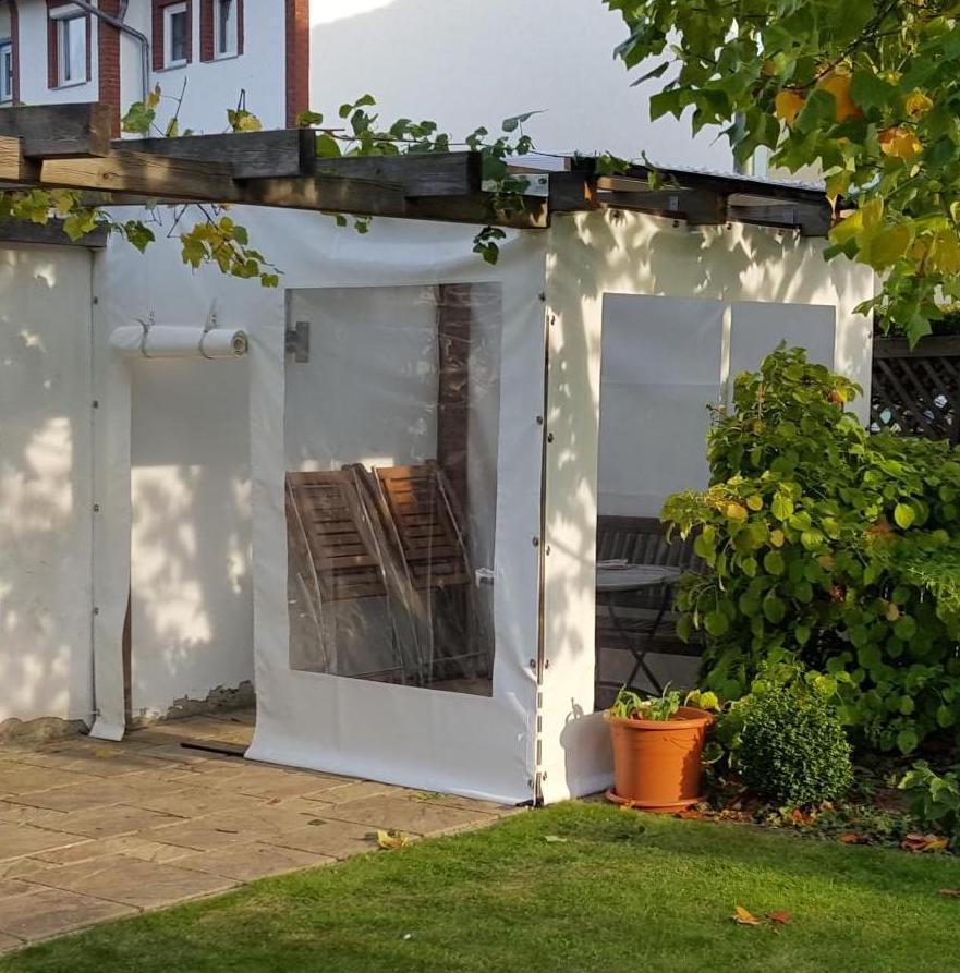 Maßgefertigte Carportplane - Verarbeitungsbeispiel